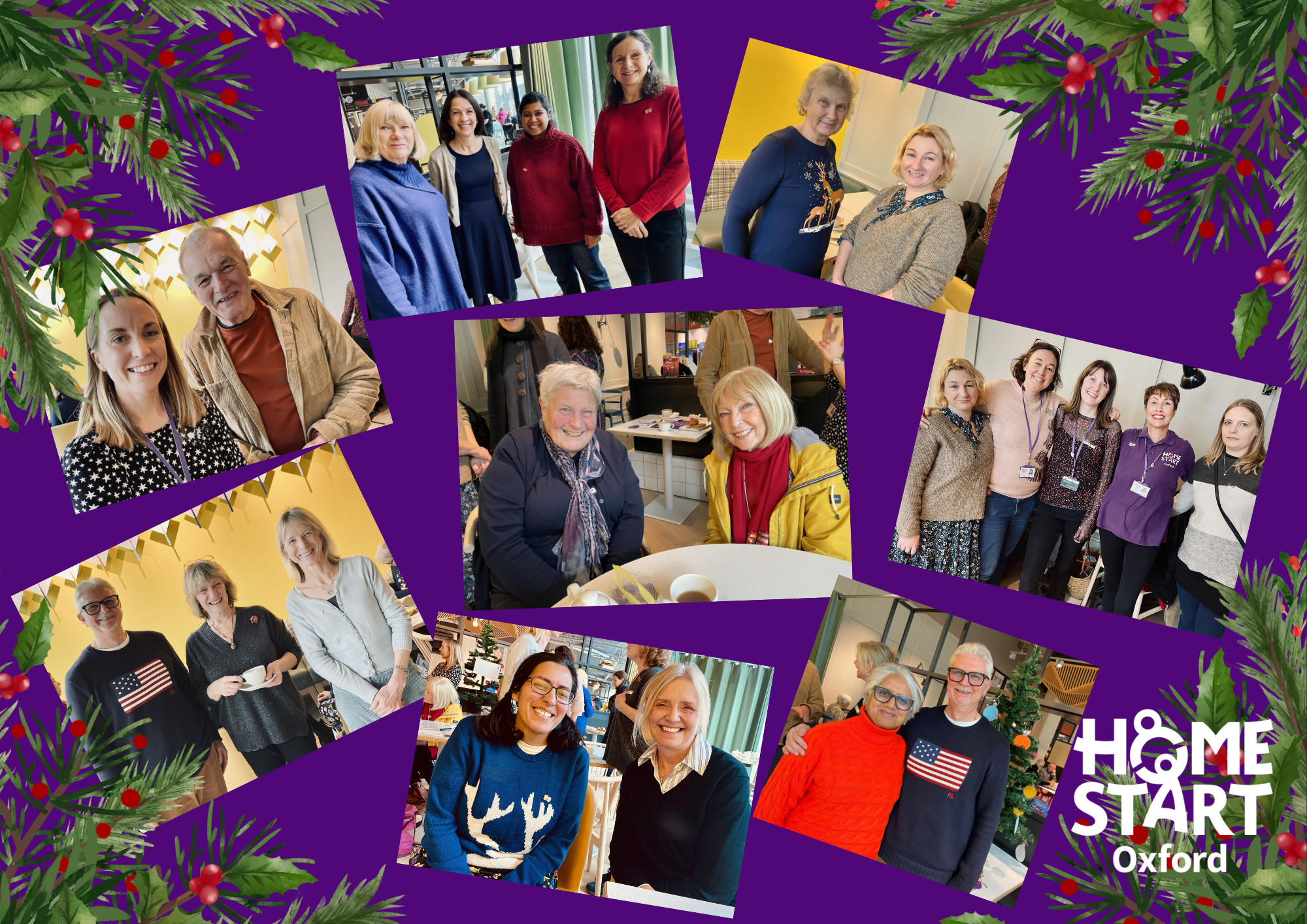 Smiling volunteers enjoying a mince pie and catch up at the Volunteer Christmas Coffee Morning