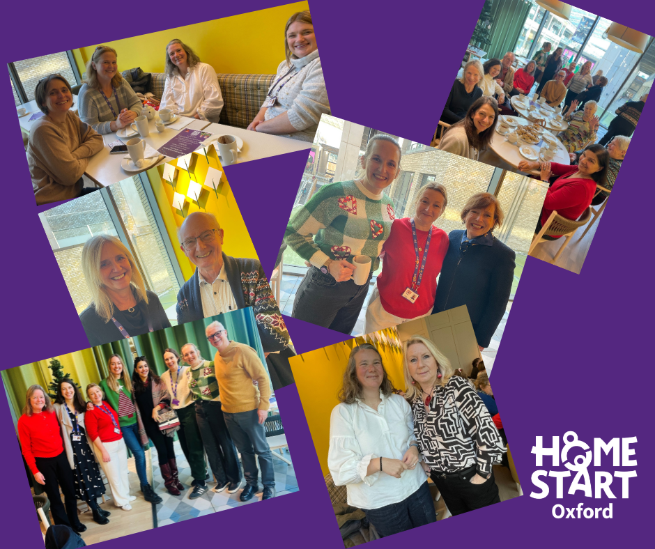 Smiling volunteers enjoying a mince pie and catch up at the Volunteer Christmas Coffee Morning